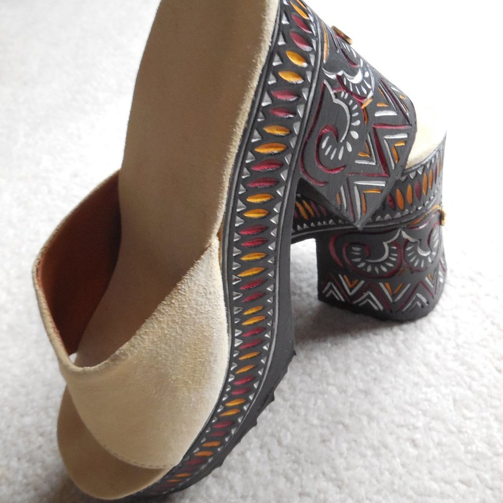 Red Wall Wooden Platform Sandals Size 39 - image 2